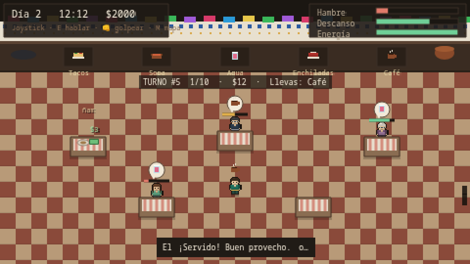 Turno de mesero en la fonda de Doña Herminia